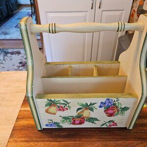vintage wooden utensil /garden caddy 4 sections organizer